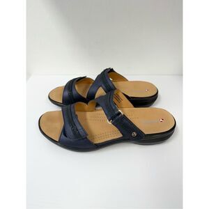 Revere Rio Sapphire Navy Blue Lizard Leather Slide Sandal 42 11 11.5